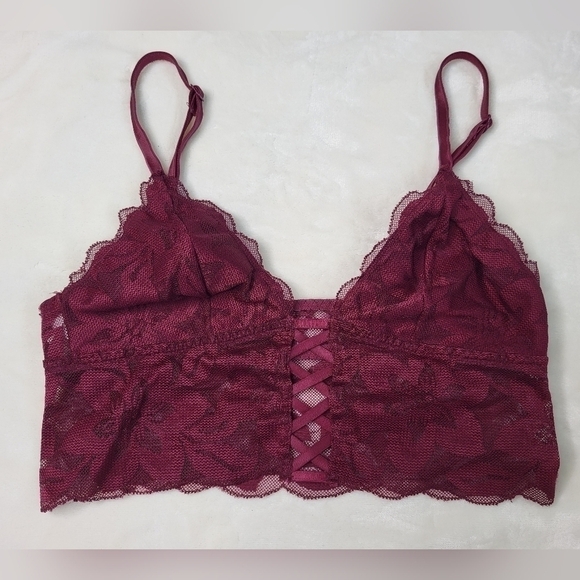 VICTORIA Secret Pink Lace Bralette. Size XS Xtra Small. Burgundy - Picture 1 of 5